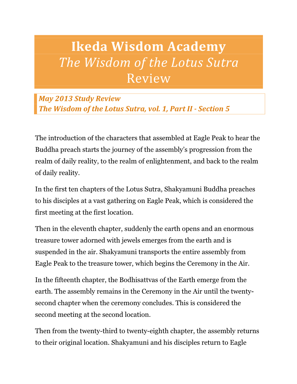 Ikeda Wisdom Academy the Wisdom of the Lotus Sutra Review