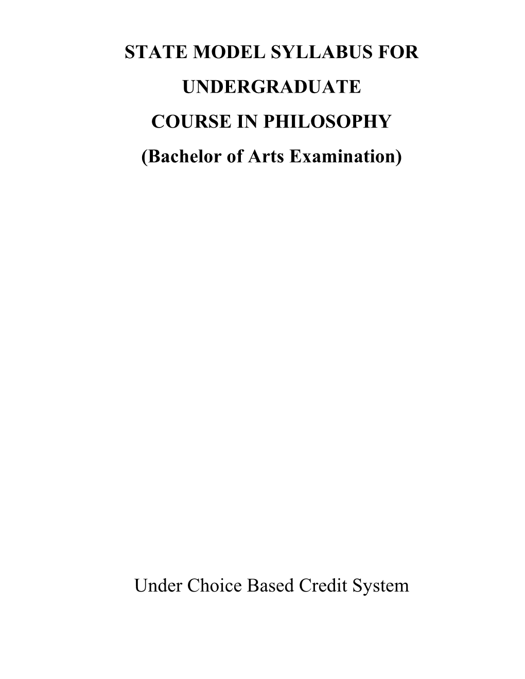 (Bachelor of Arts Examination) Under Choice Based Credit System