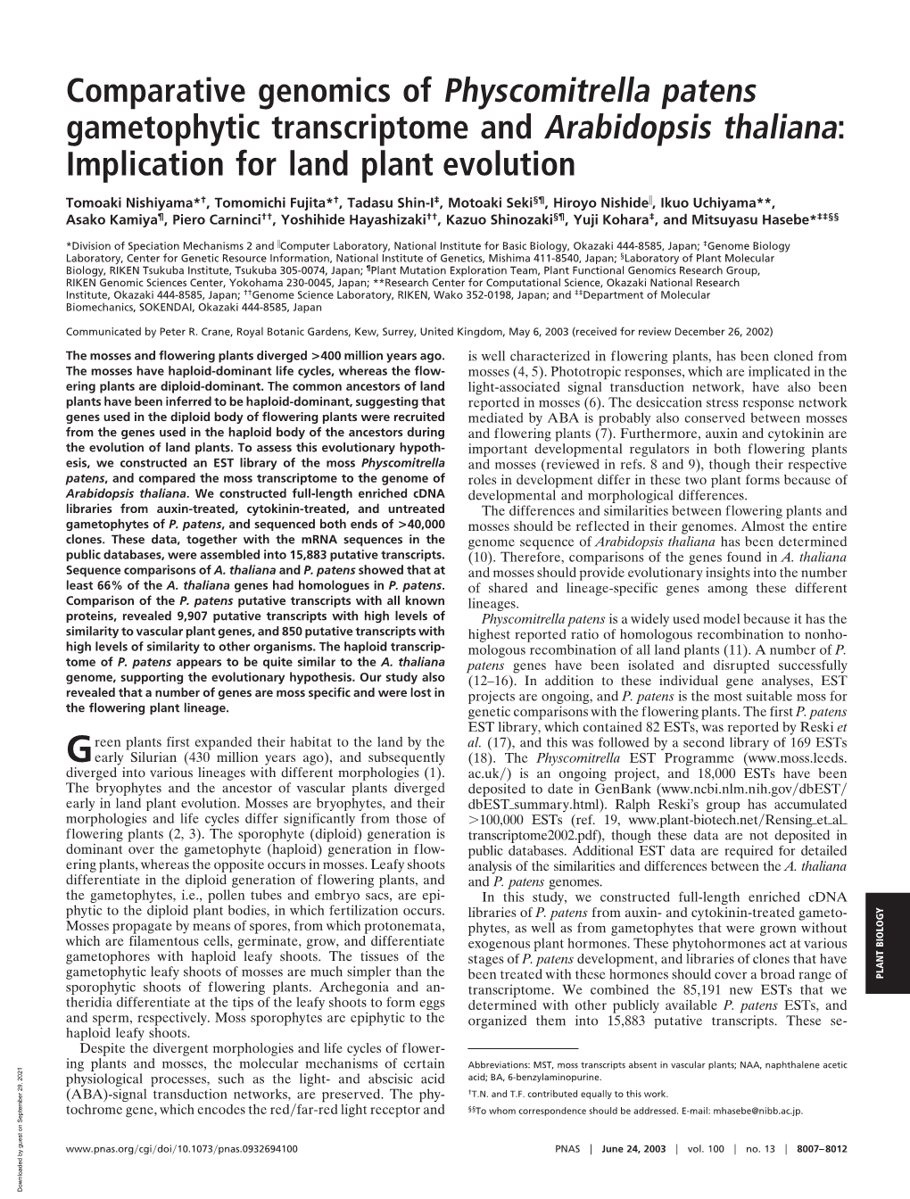 Pdf), Though These Data Are Not Deposited in Dominant Over the Gametophyte (Haploid) Generation in Flow- Public Databases