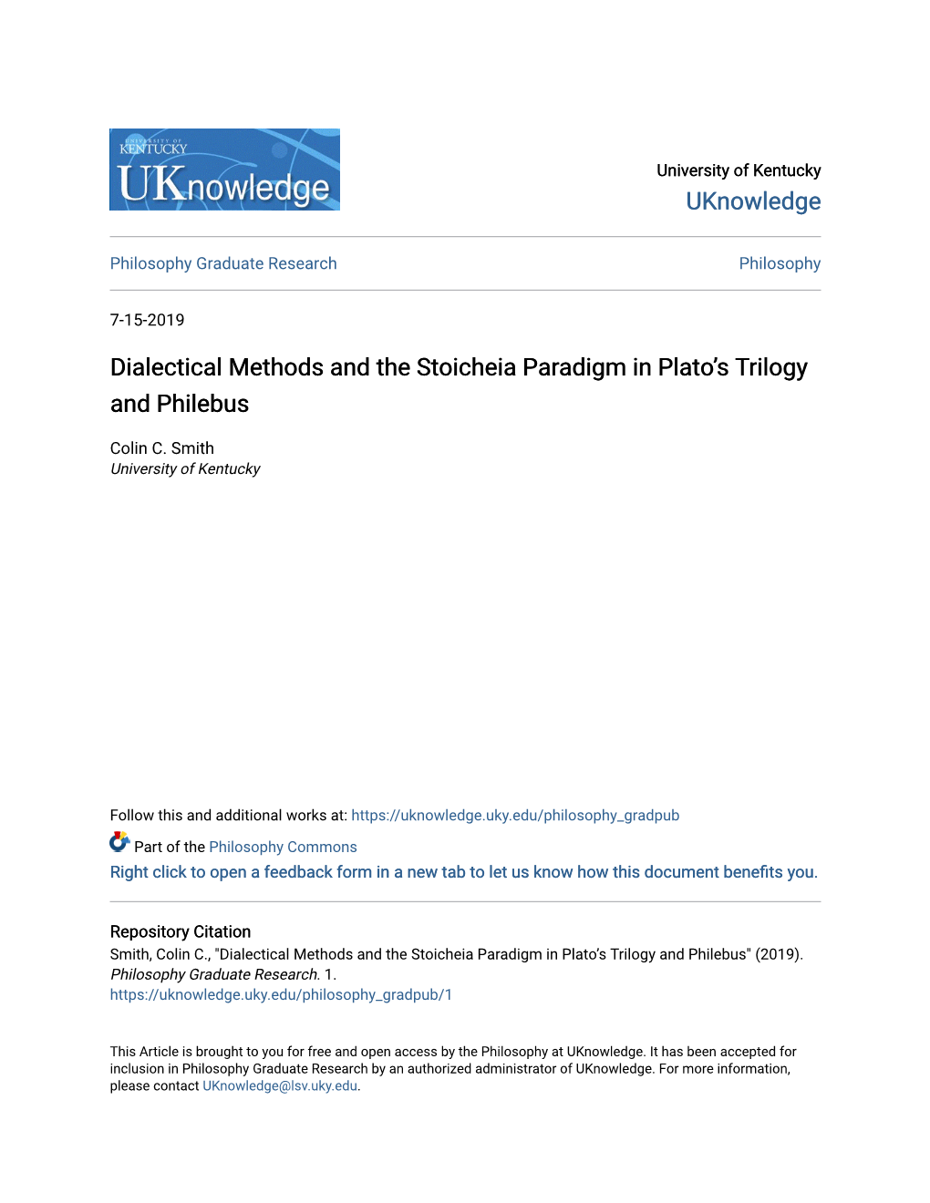 Dialectical Methods and the Stoicheia Paradigm in Plato's Trilogy And