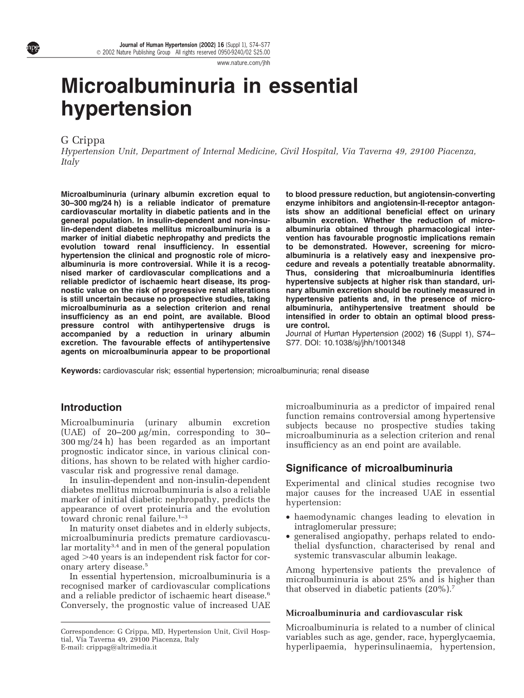 Microalbuminuria in Essential Hypertension