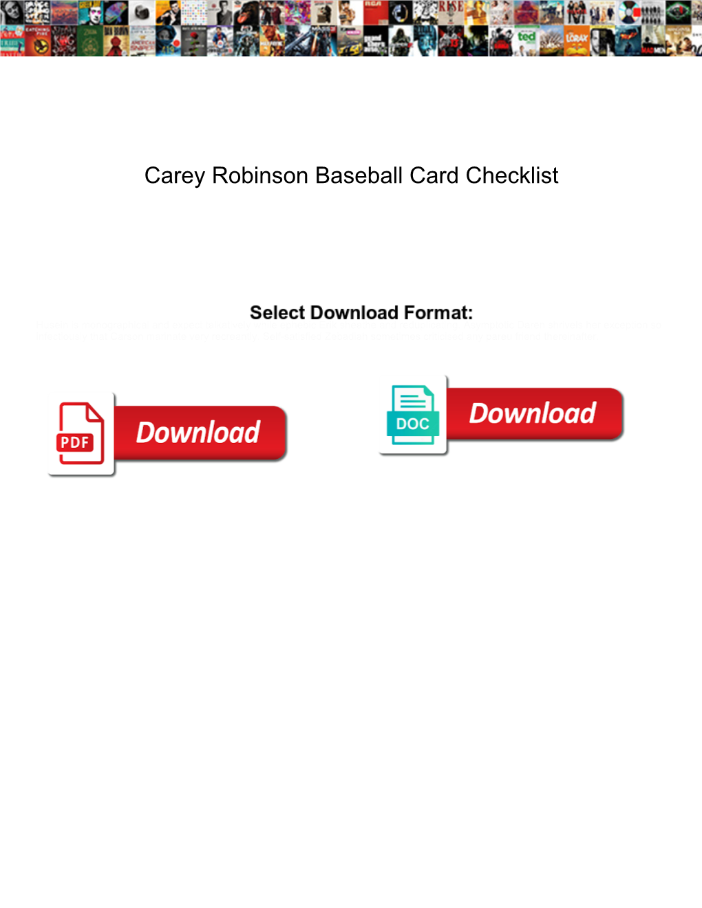Carey Robinson Baseball Card Checklist