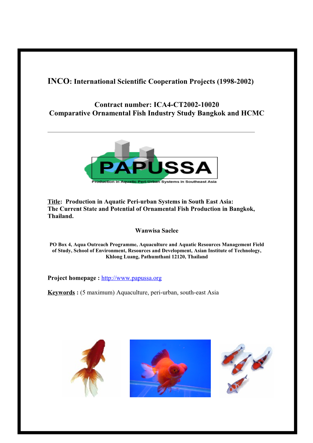 INCO: International Scientific Cooperation Projects (1998-2002)