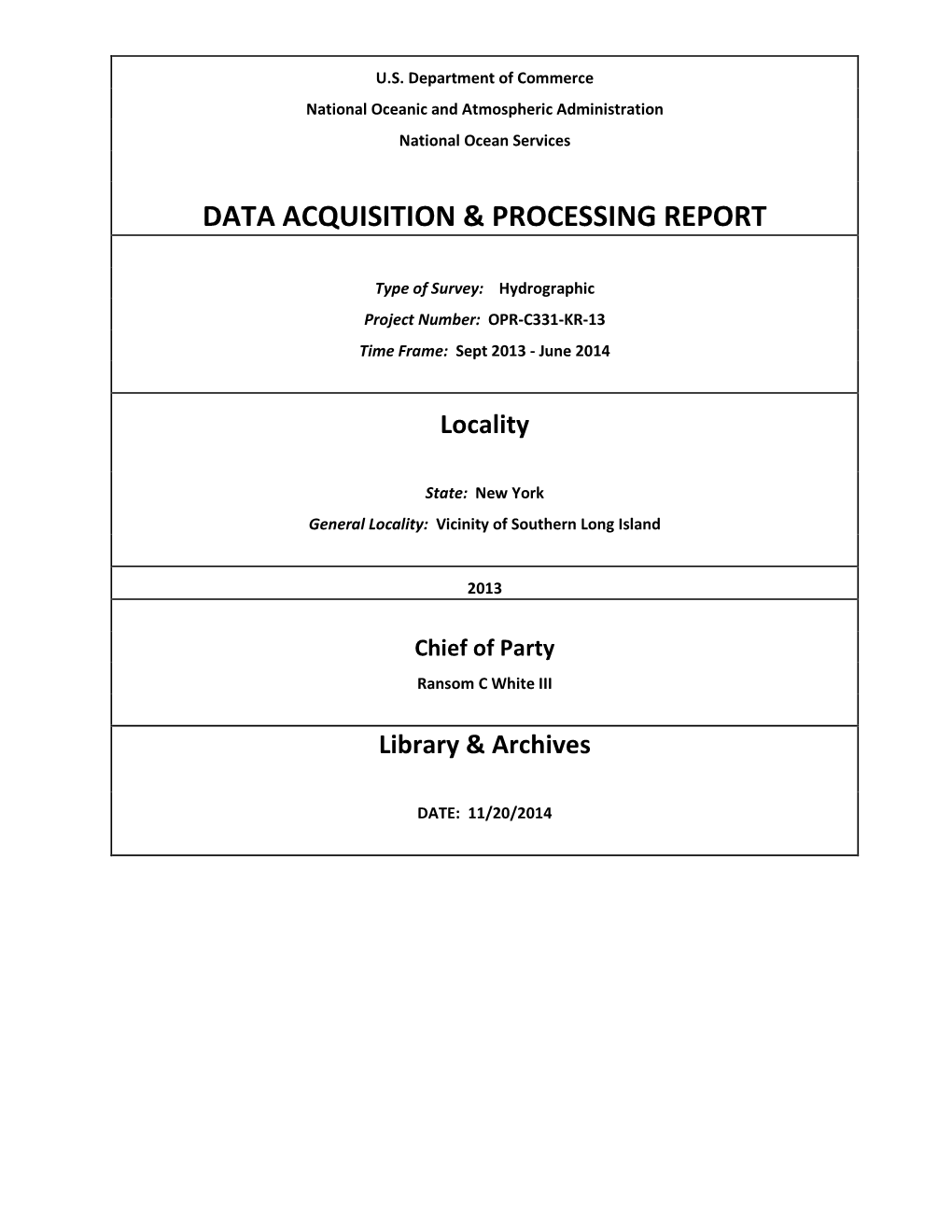 Data Acquisition & Processing Report