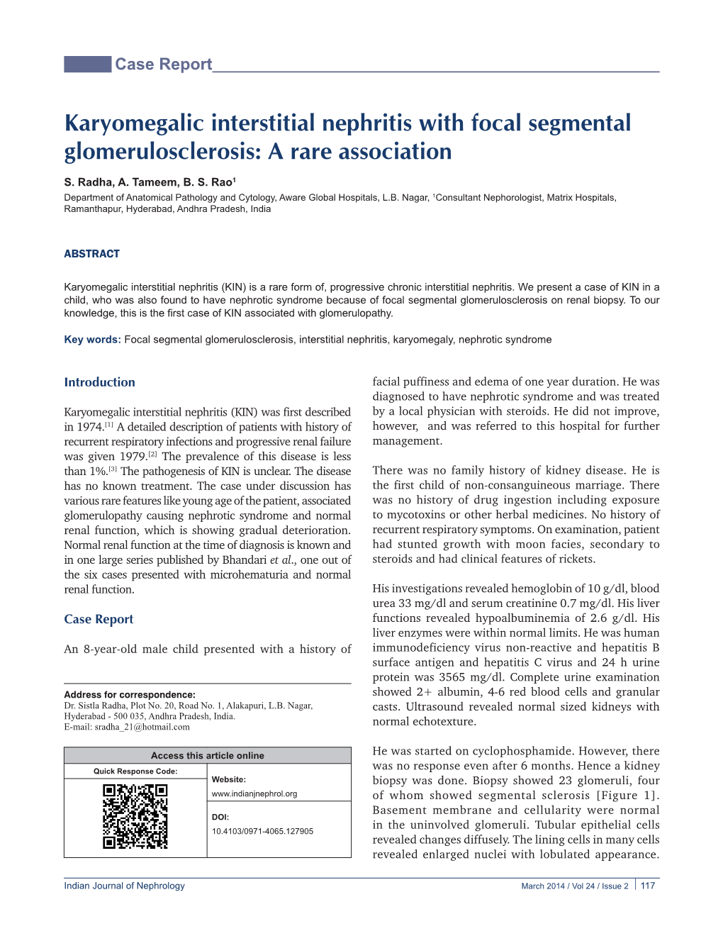 Karyomegalic Interstitial Nephritis with Focal Segmental Glomerulosclerosis: a Rare Association