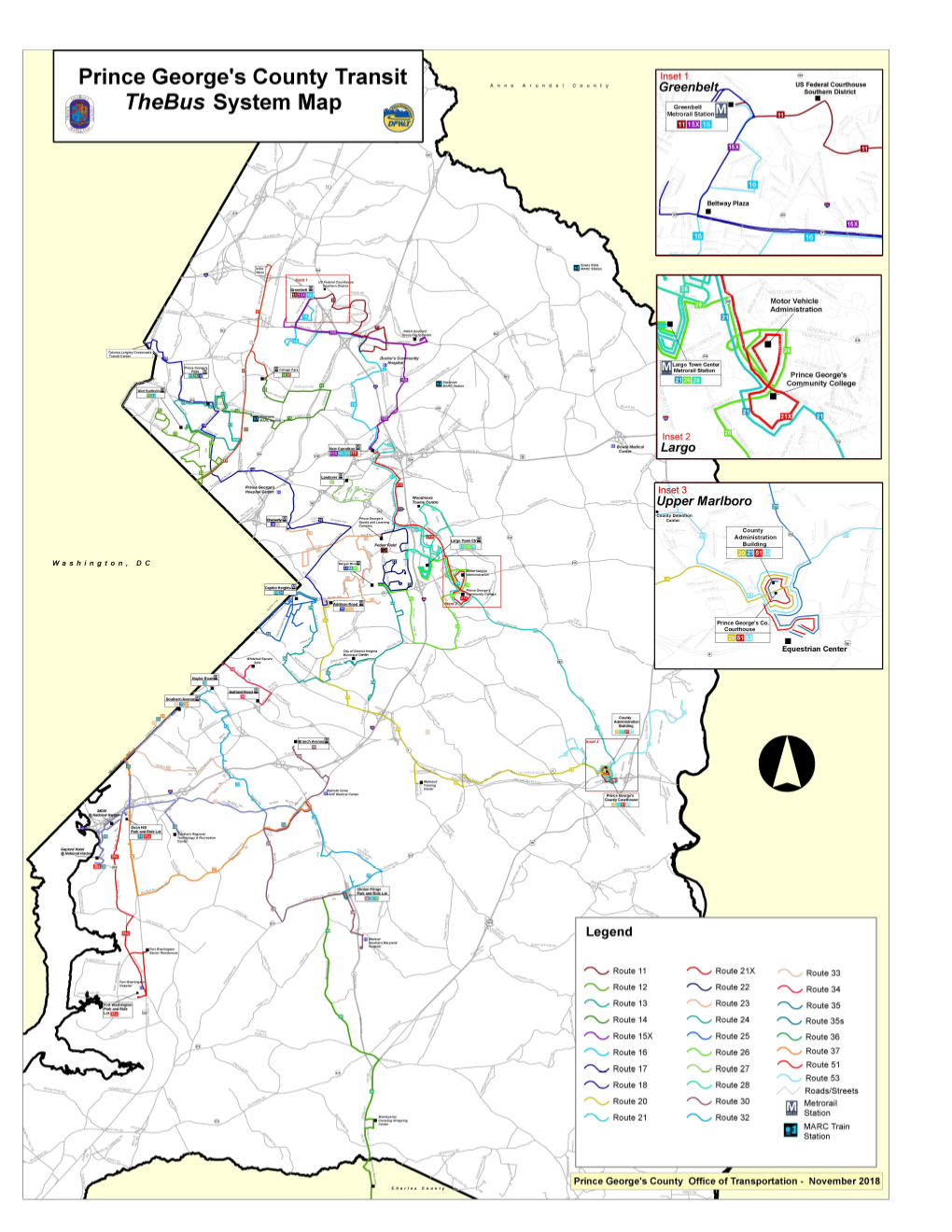 Prince George's County Transit System Map Thebus