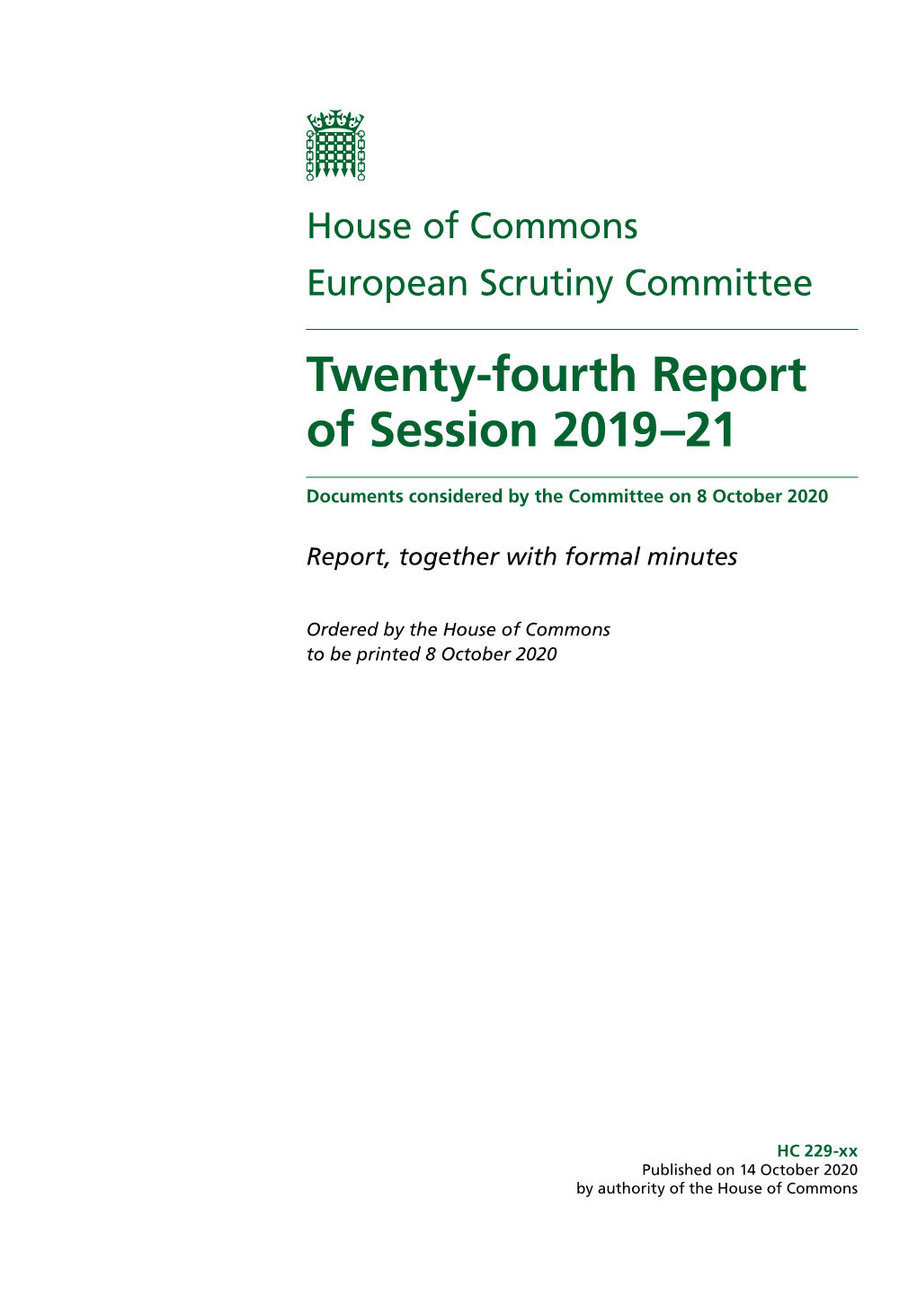 Twenty-Fourth Report of Session 2019–21