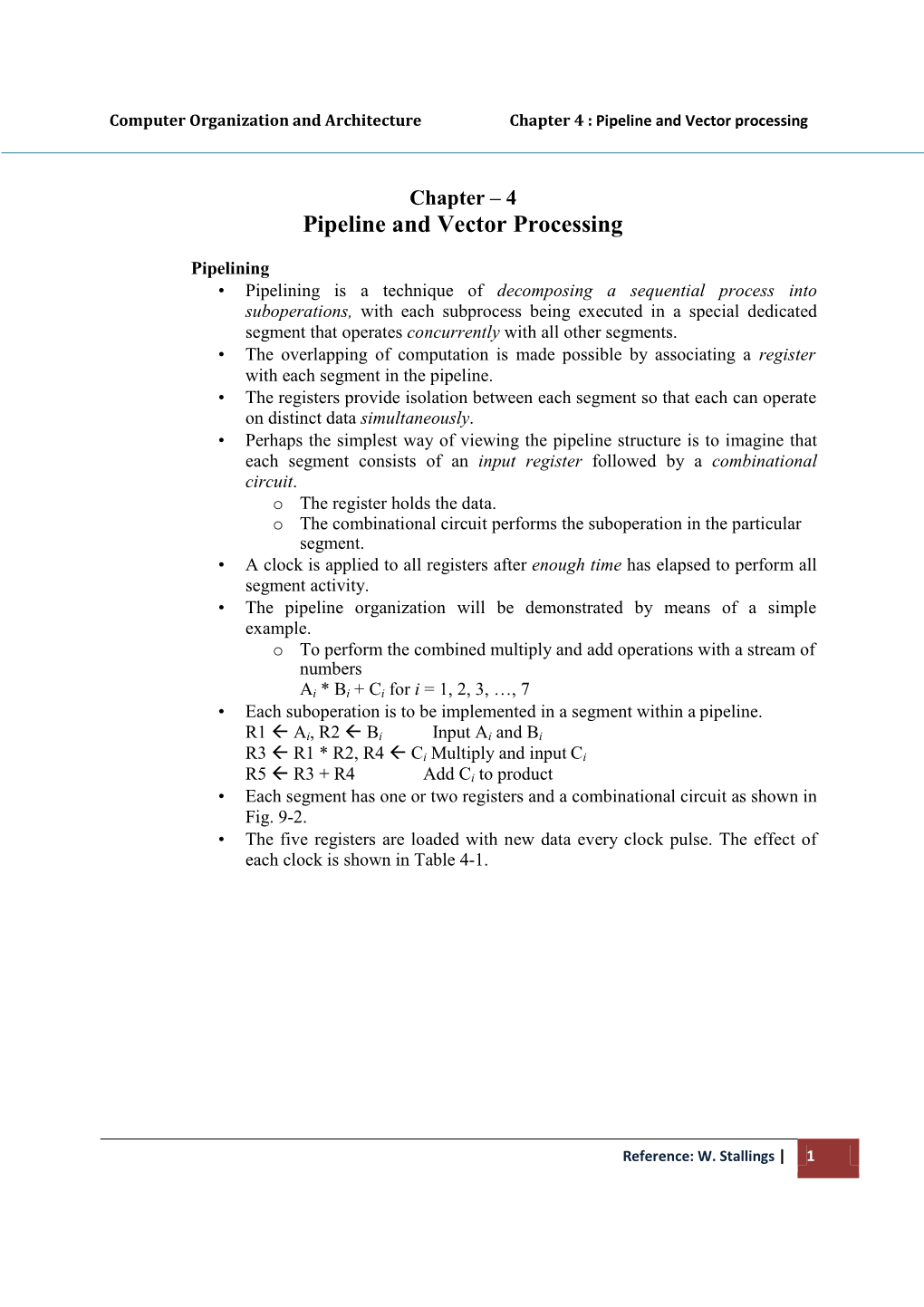 Pipeline and Vector Processing