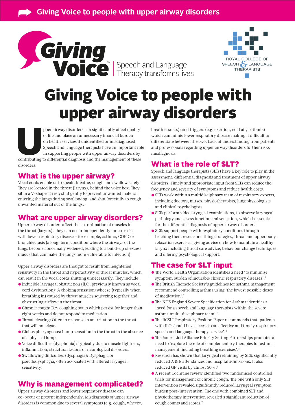 Giving Voice to People with Upper Airway Disorders