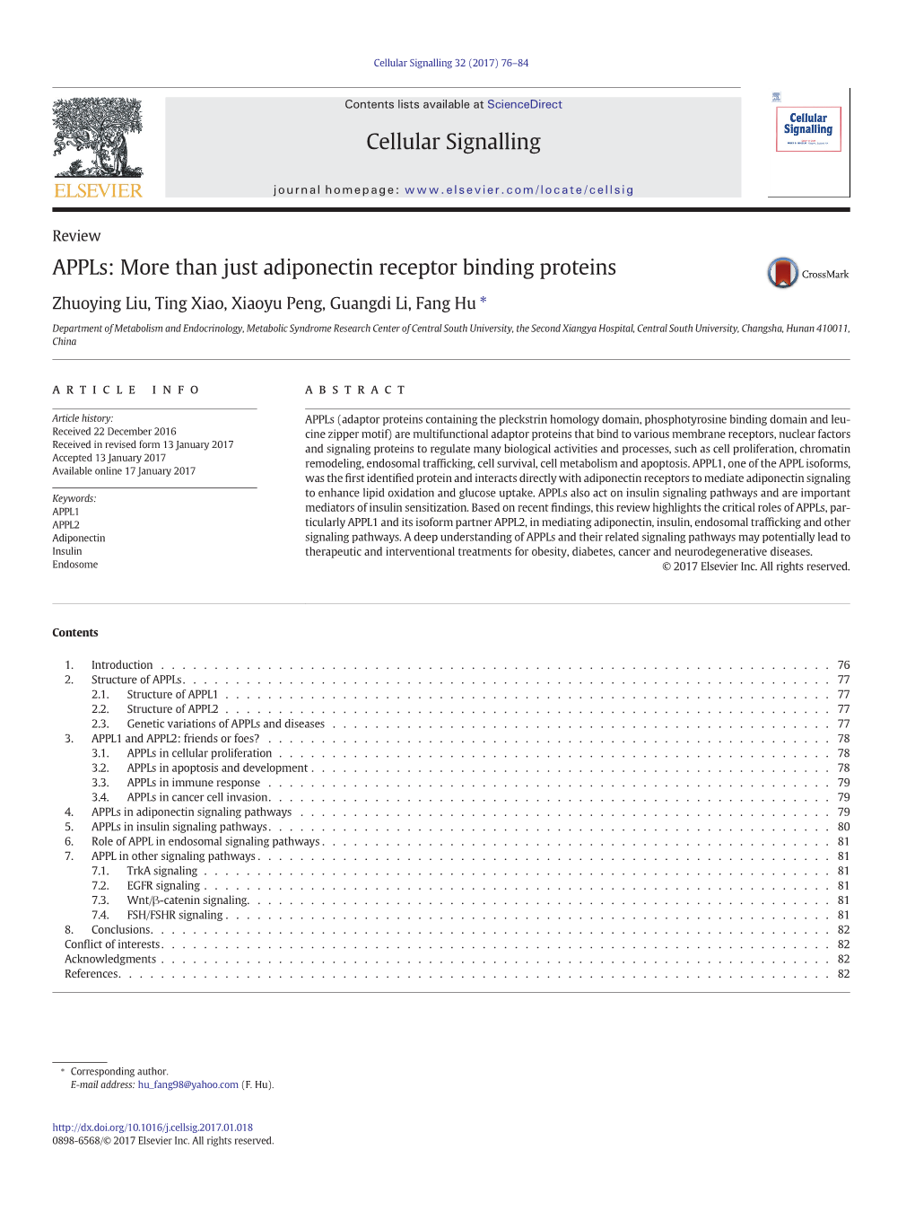 Appls: More Than Just Adiponectin Receptor Binding Proteins