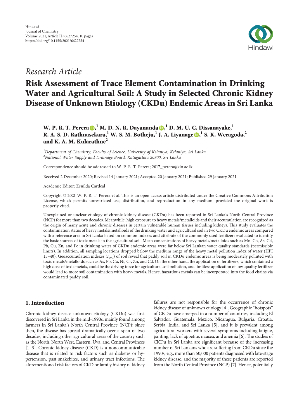 Risk Assessment of Trace Element Contamination in Drinking Water