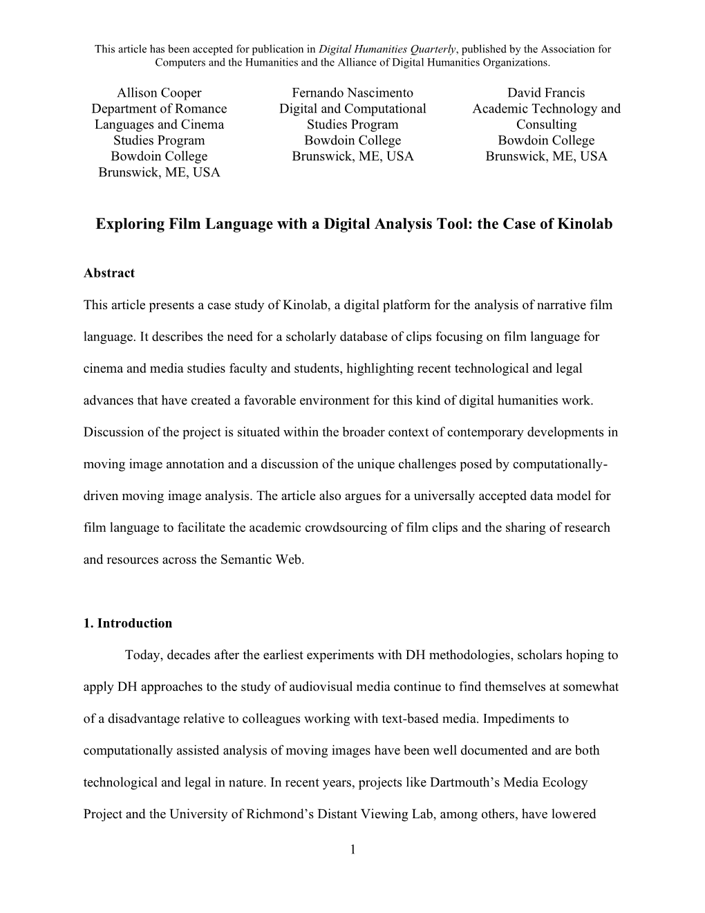 Exploring Film Language with a Digital Analysis Tool: the Case of Kinolab