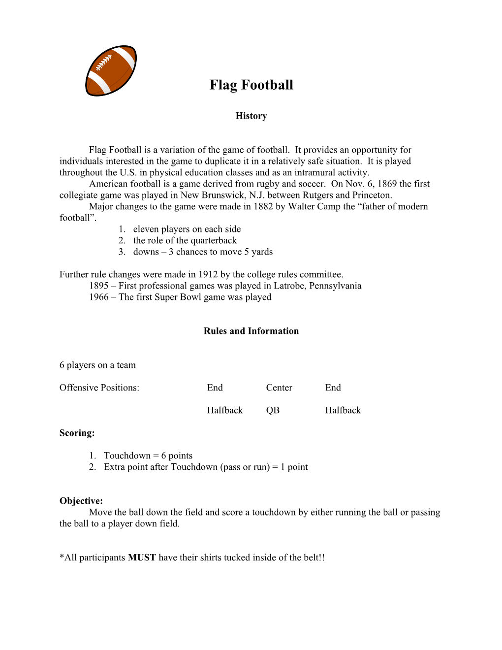 Flag Football Study Guide