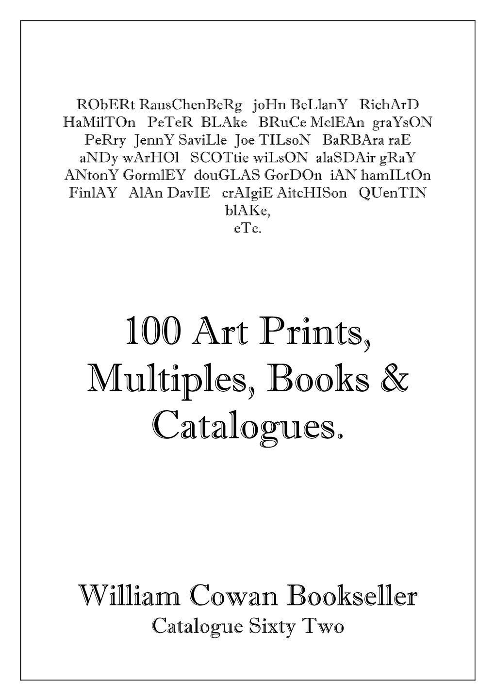 100 Art Prints, Multiples, Books & Catalogues