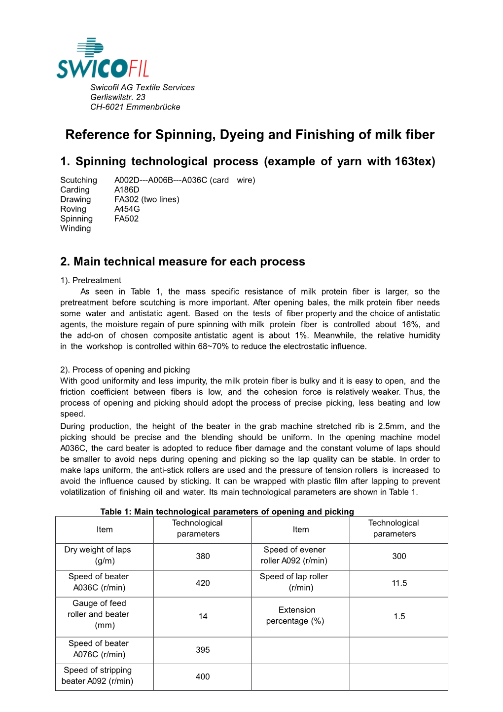 Reference for Spinning, Dyeing and Finishing of Milk Fiber