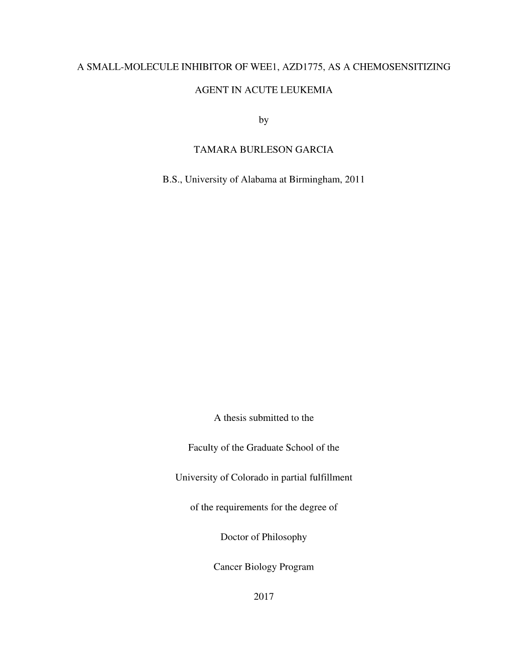 A Small-Molecule Inhibitor of Wee1, Azd1775, As a Chemosensitizing