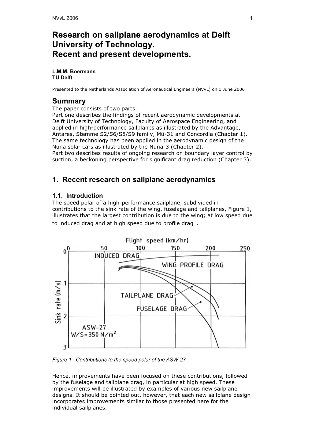 Sailplane Aerodynamics at Delft University of Technology