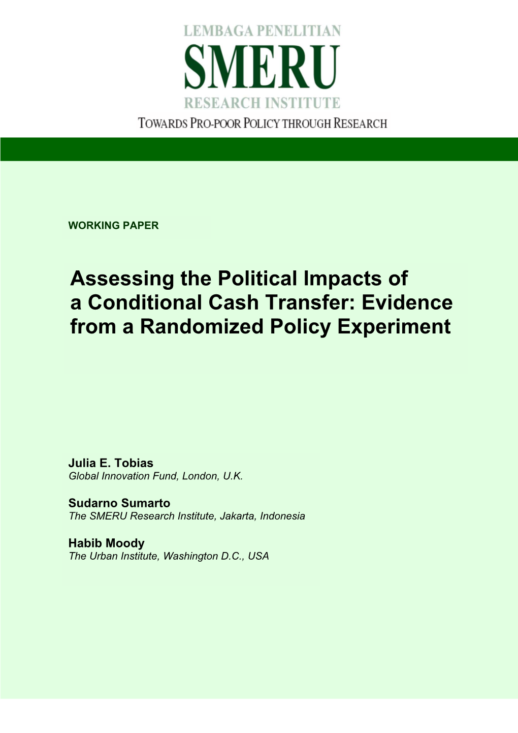 Assessing the Political Impacts of a Conditional Cash Transfer: Evidence from a Randomized Policy Experiment