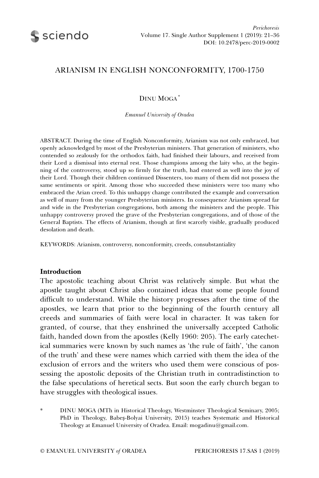 Arianism in English Nonconformity, 1700-1750