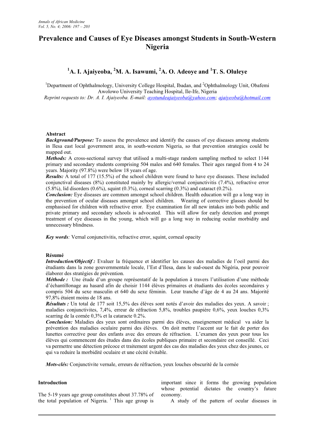 Pattern of Eye Diseases Amongst School Children In