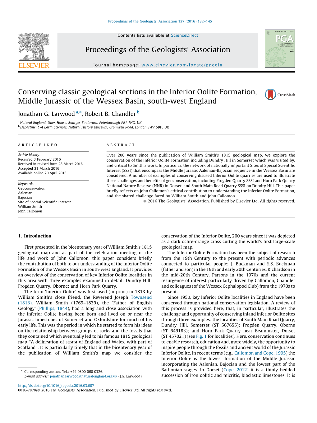 Conserving Classic Geological Sections in the Inferior Oolite Formation