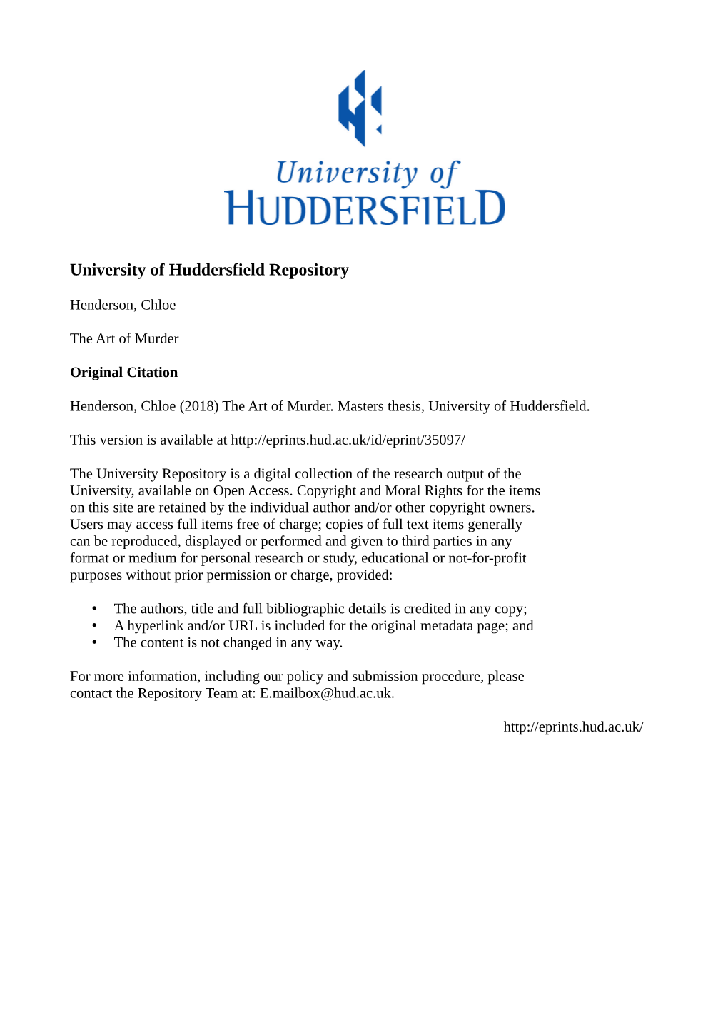 University of Huddersfield Repository