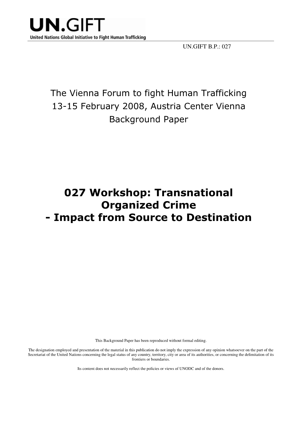 Transnational Organized Crime - Impact from Source to Destination