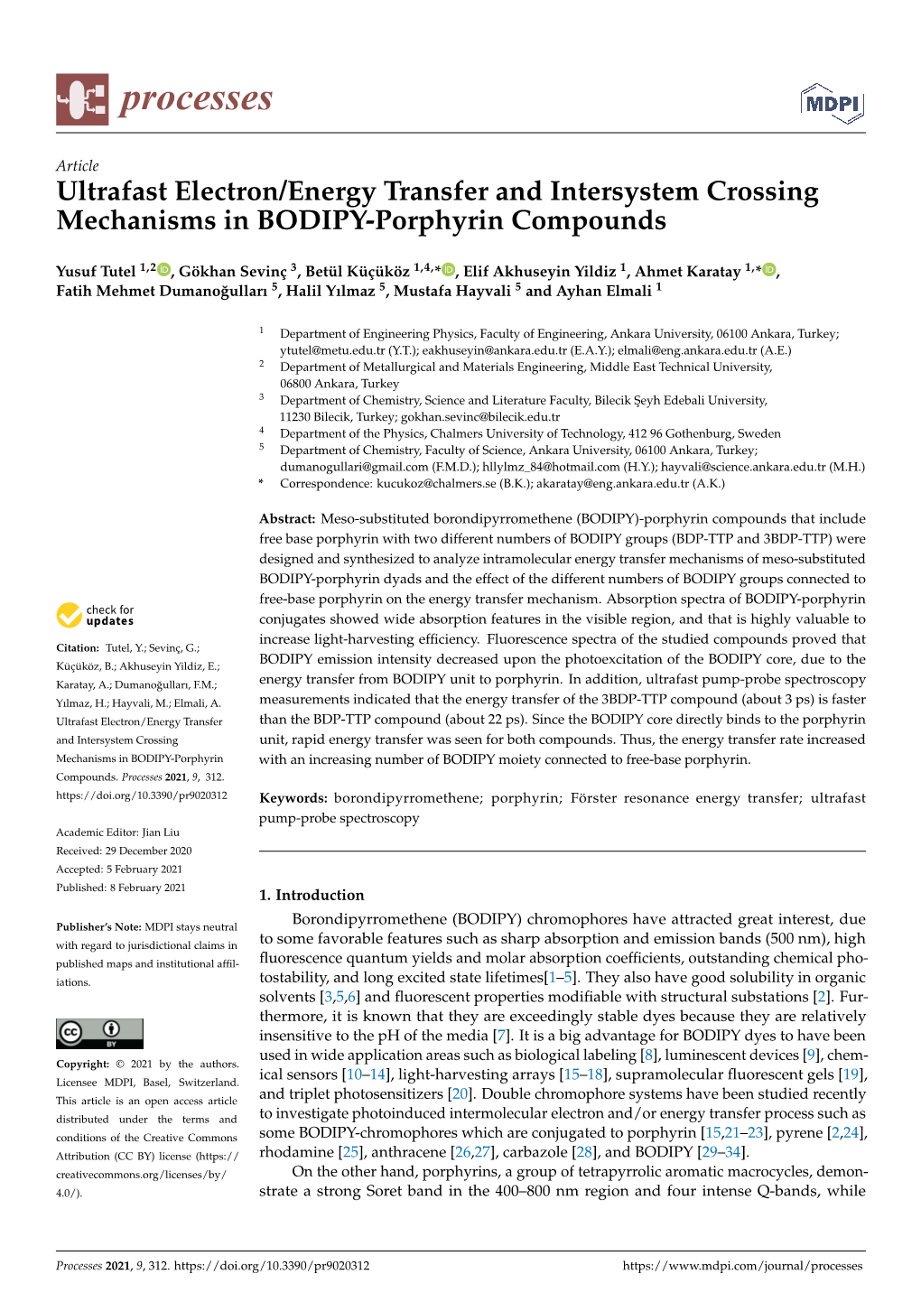 Ultrafast Electron/Energy Transfer and Intersystem Crossing Mechanisms in BODIPY-Porphyrin Compounds