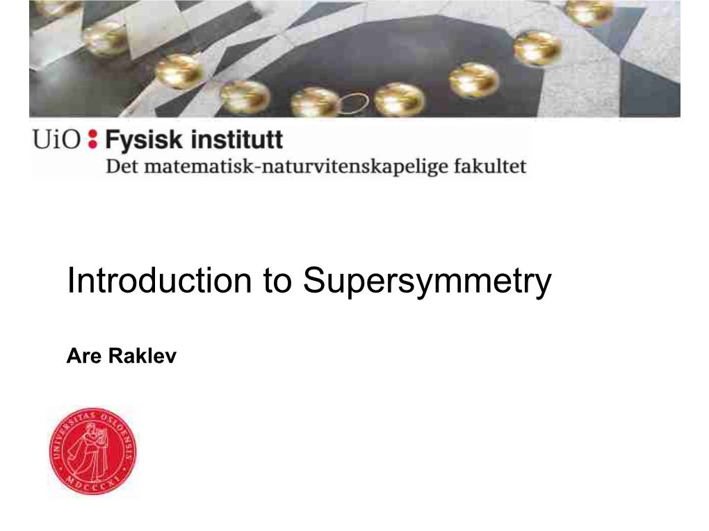 Introduction to Supersymmetry