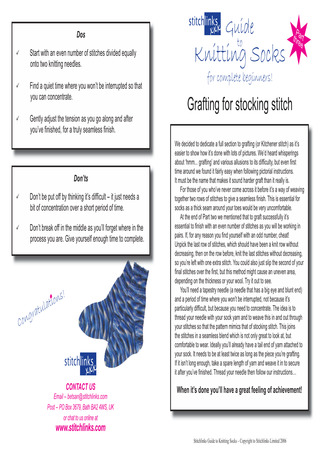 Guide to Knitting Socks. Grafting.Indd