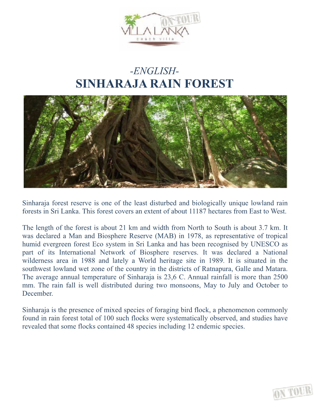 Eng SINHARAJA RAIN FOREST