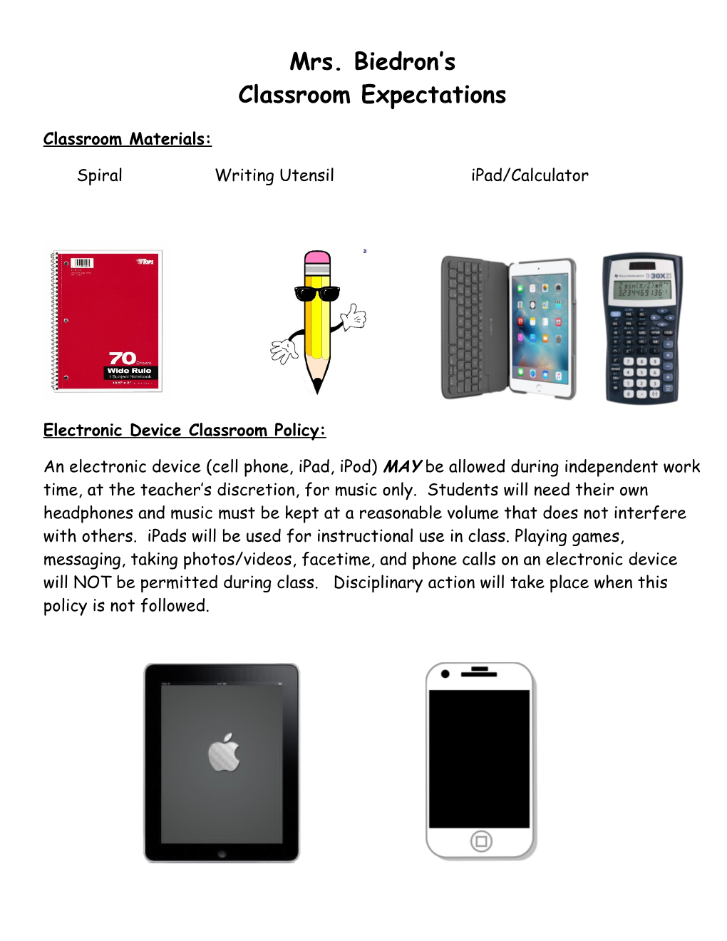 Classroom Expectations s1