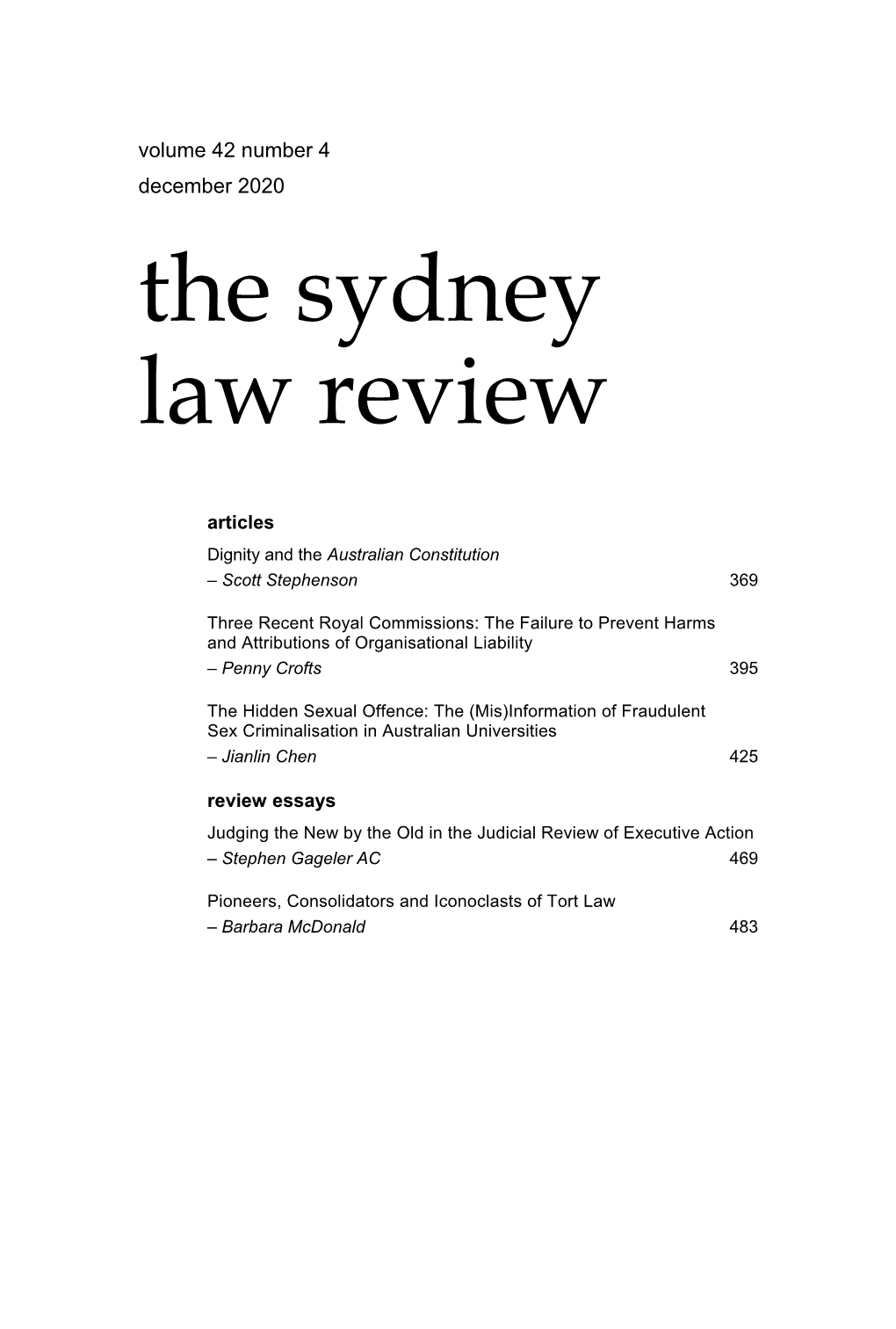 The Sydney Law Review