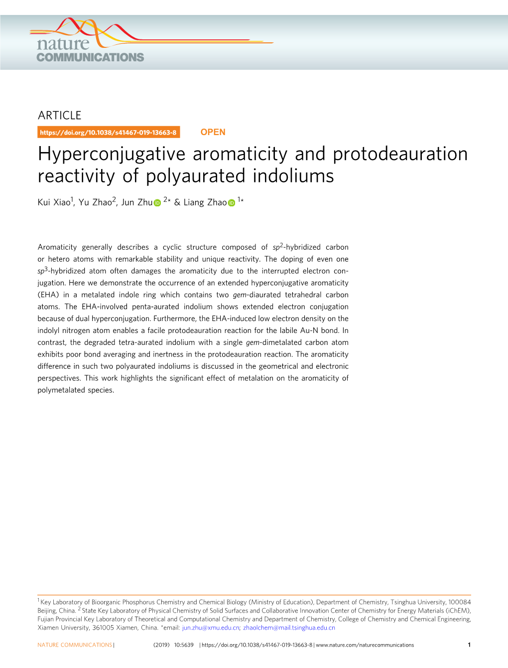 Hyperconjugative Aromaticity and Protodeauration Reactivity of Polyaurated Indoliums