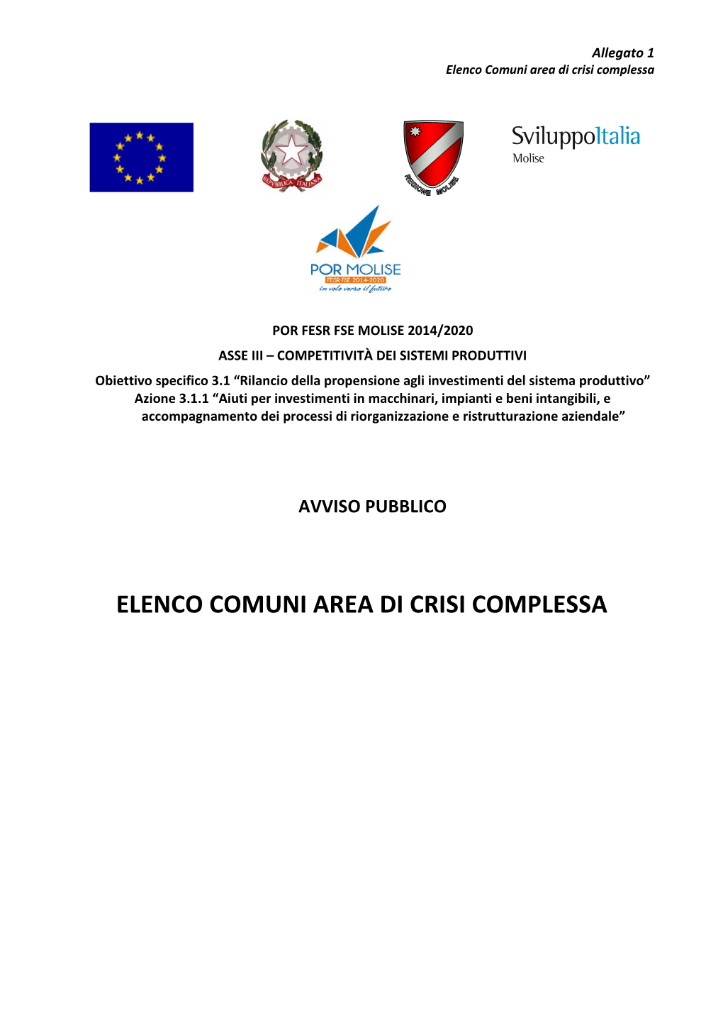 Elenco Comuni Area Di Crisi Complessa