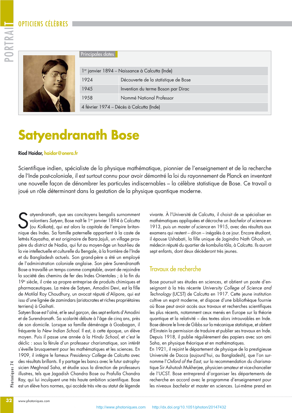 Satyendranath Bose