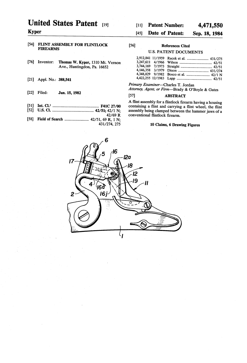 United States Patent (19) 11 Patent Number: 4,471,550 Kyper 45 Date of Patent: Sep