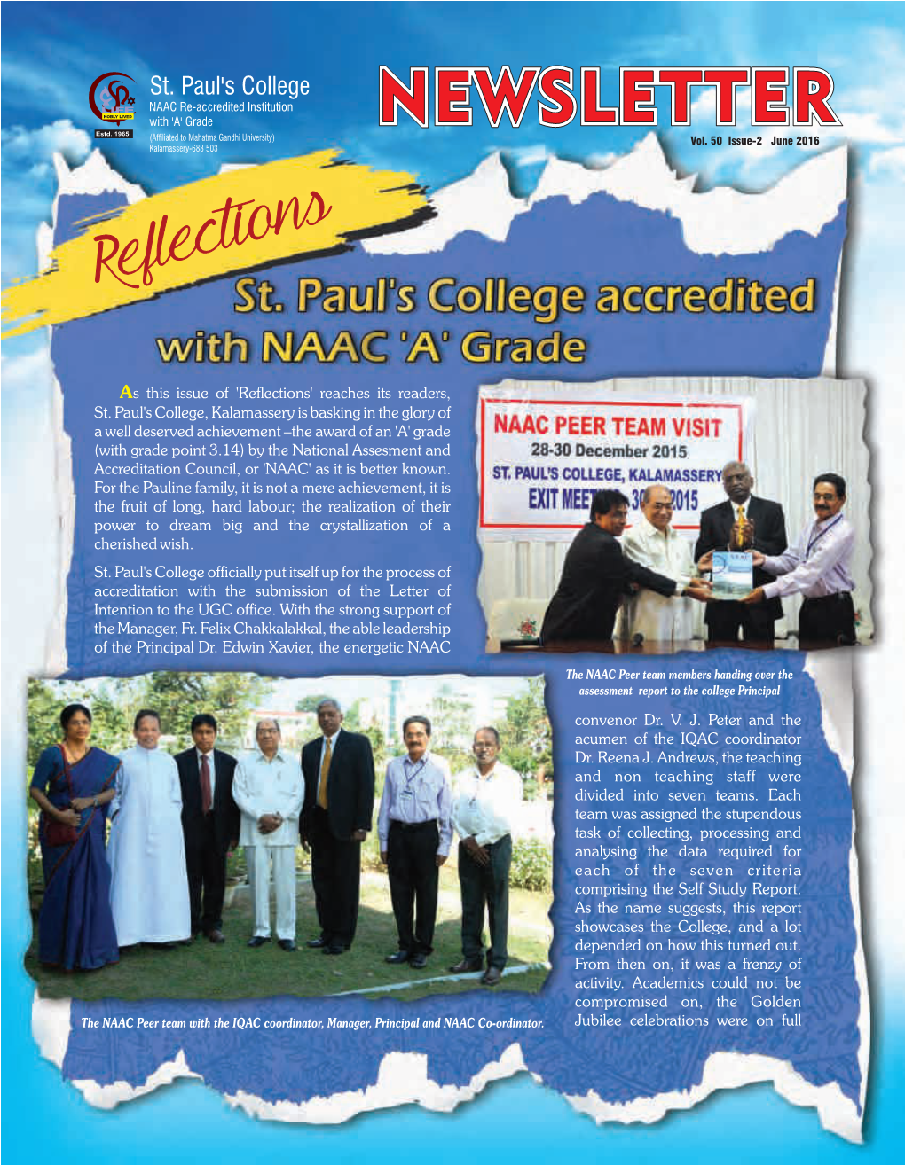 NEWSLETTER (Affiliated to Mahatma Gandhi University) Vol