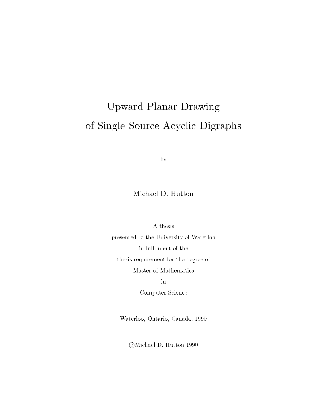 Upward Planar Drawing of Single Source Acyclic Digraphs