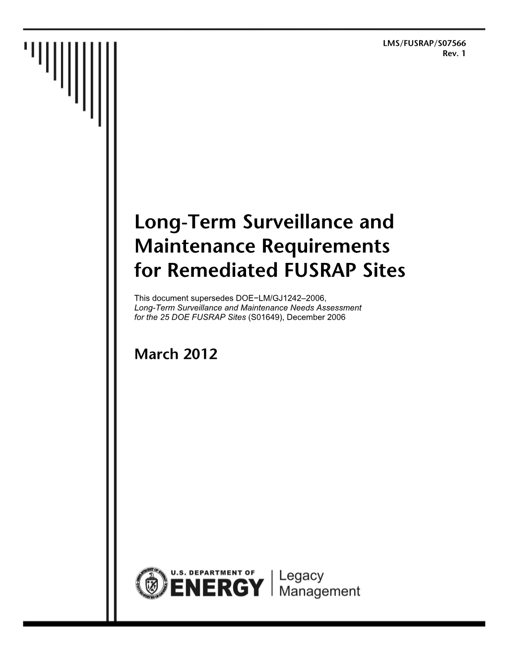 Long-Term Surveillance and Maintenance Requirements for Remediated FUSRAP Sites