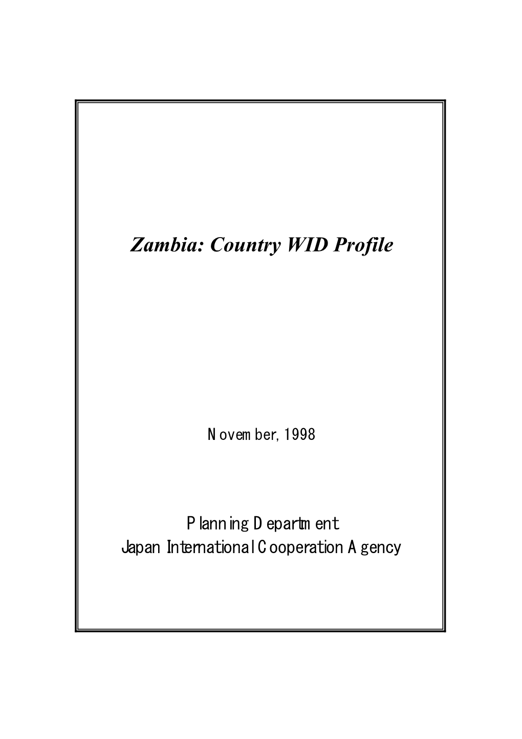 Zambia: Country WID Profile