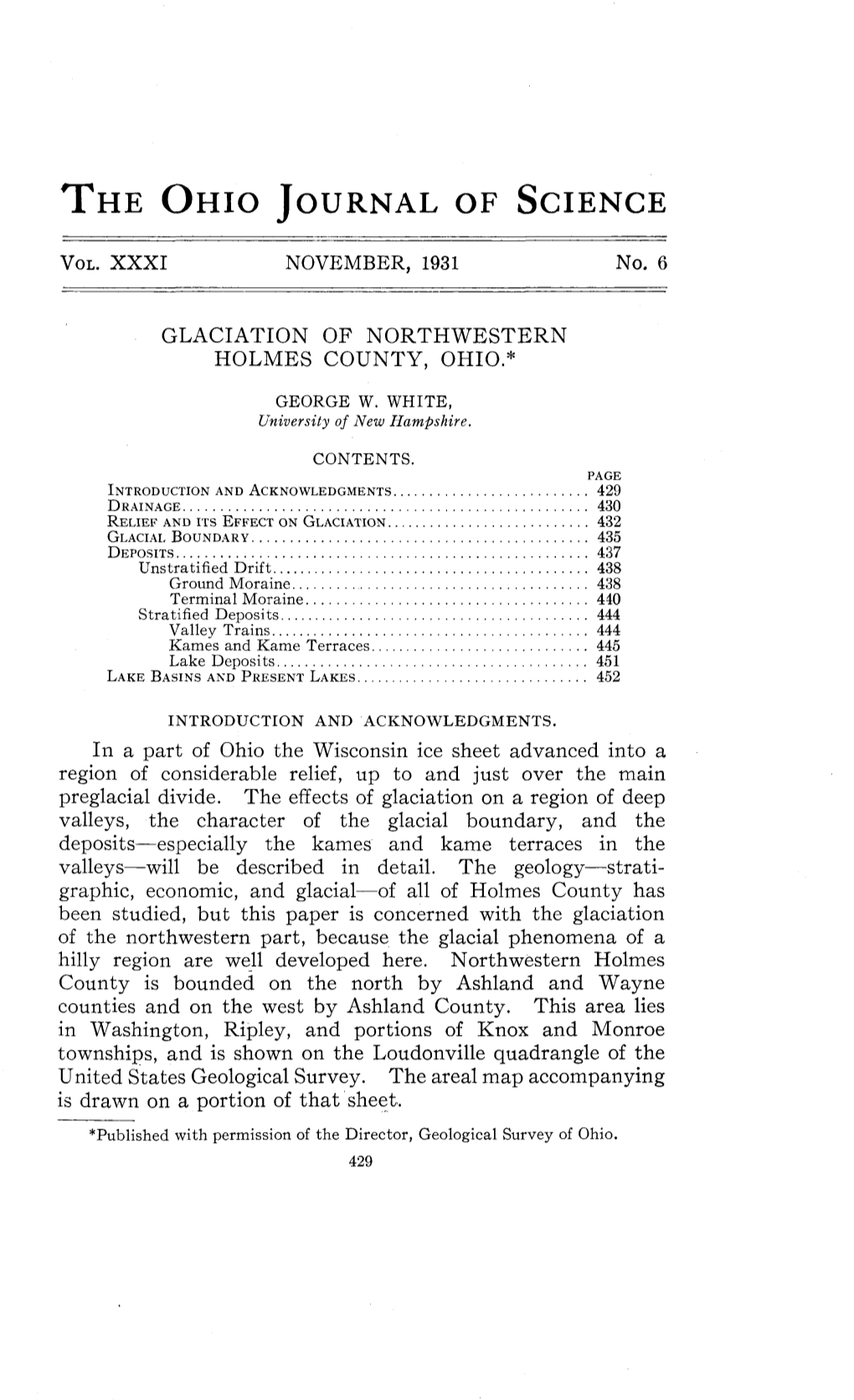 Glaciation of Northwestern Holmes County, Ohio.*