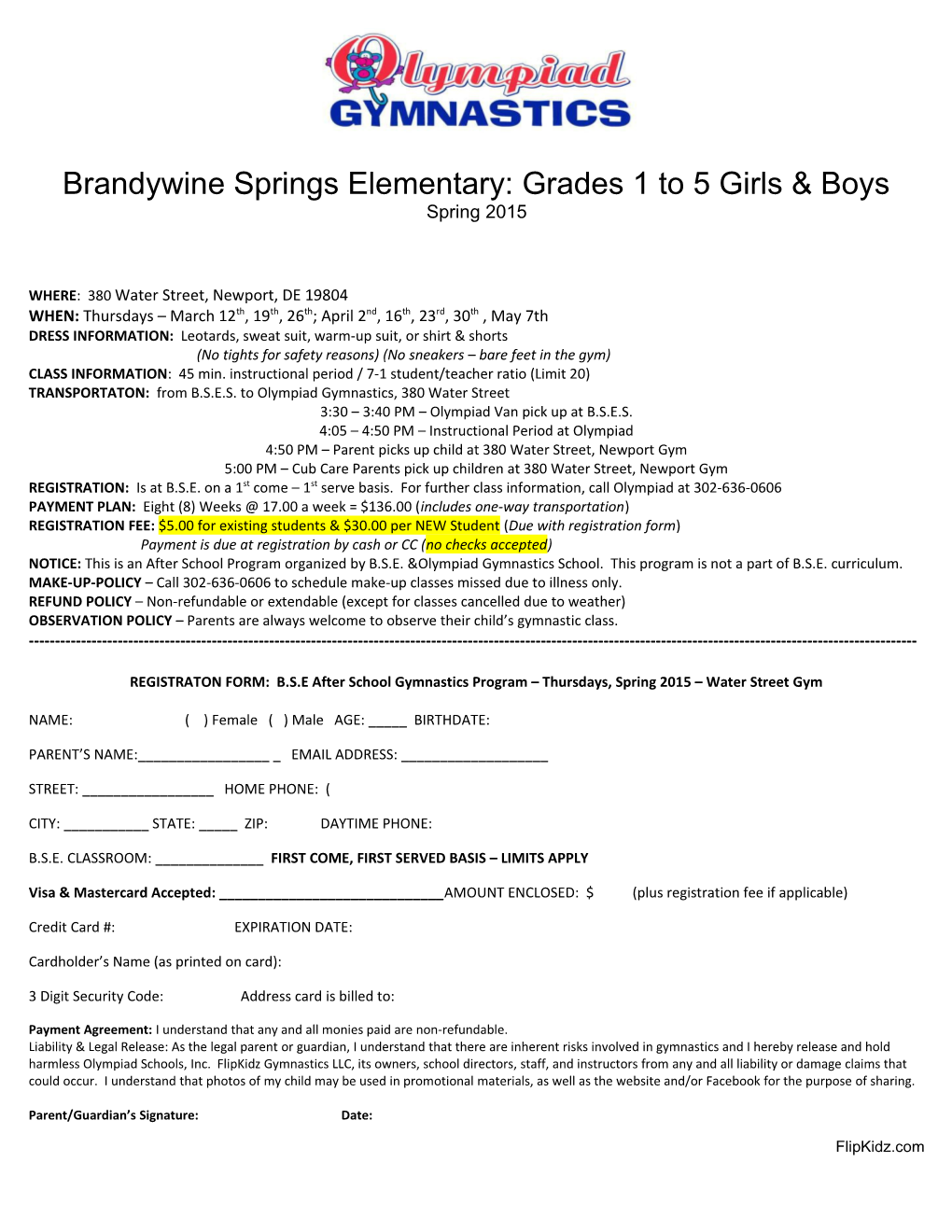 Brandywine Springs Elementary: Grades 1 to 5 Girls & Boys