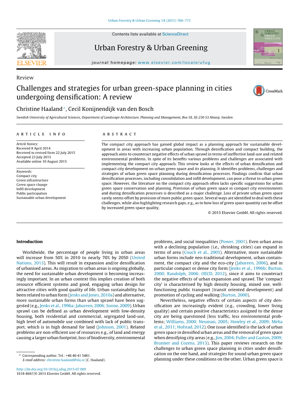 Importance of Planning for Urban Green Space in Densifying Cities