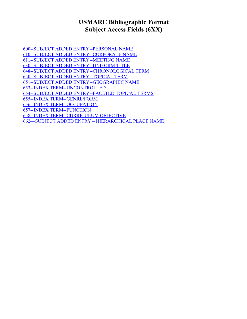 USMARC Bibliographic Format