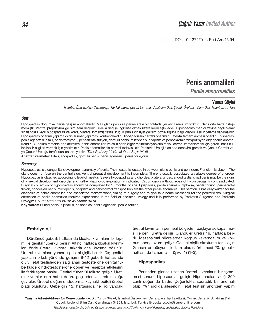 Penis Anomalileri Penile Abnormalities