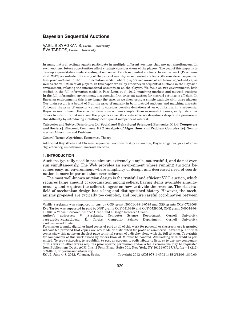 Bayesian Sequential Auctions