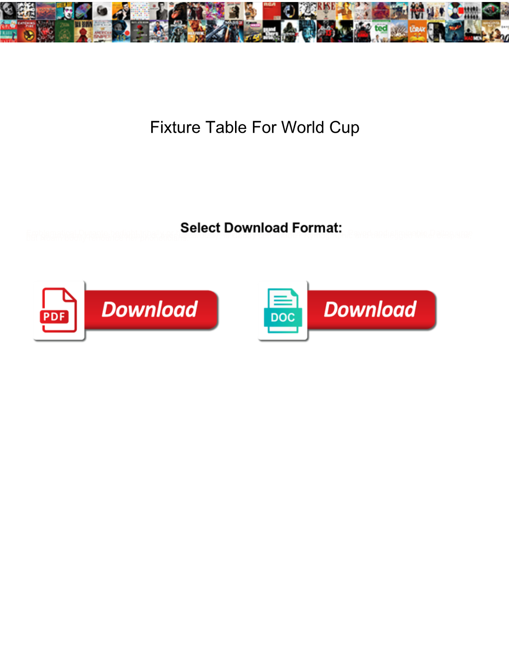 Fixture Table for World Cup