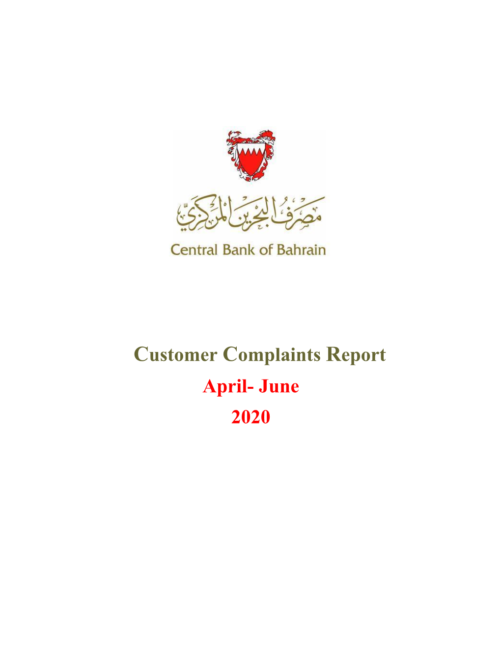 Customer Complaints Report April- June 2020