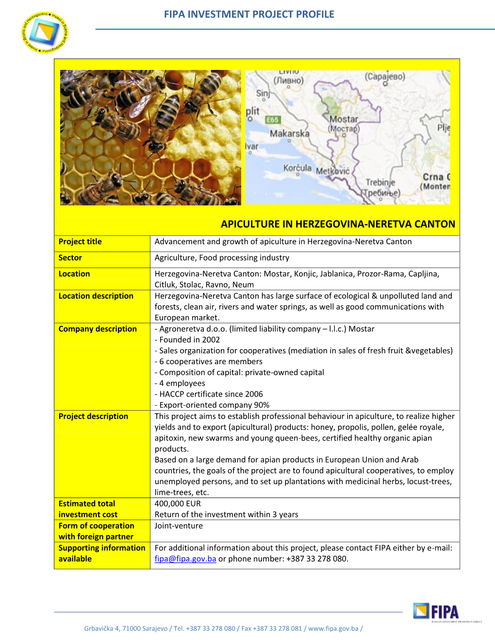 Apiculture in Herzegovina Neretva Canton